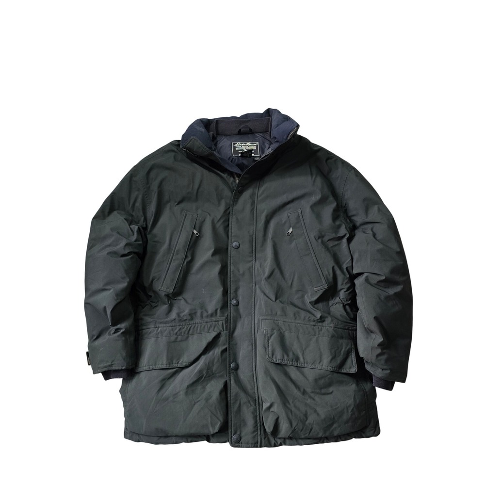 Eddie Bauer Gore-Tex Goose Down Parka Jacket Mens Medium Green Hooded Puffer
